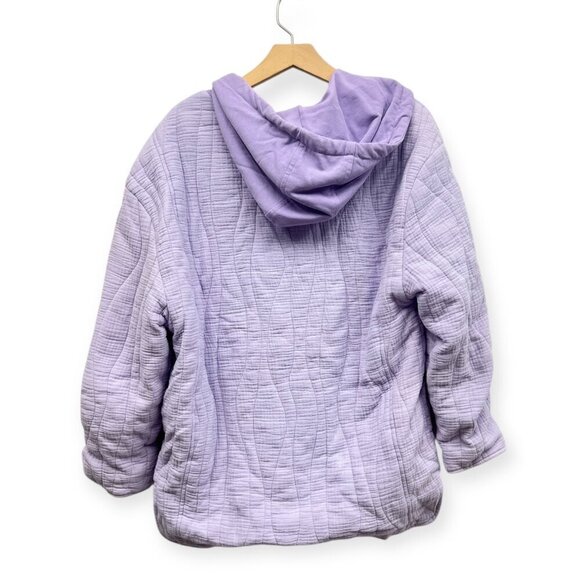 Avec Les Filles Quilted Oversized Hooded Jacket in Violet size Medium - Picture 3 of 7